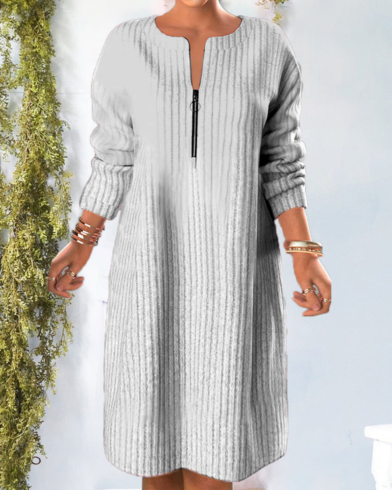 Robe unie avec fermeture éclair