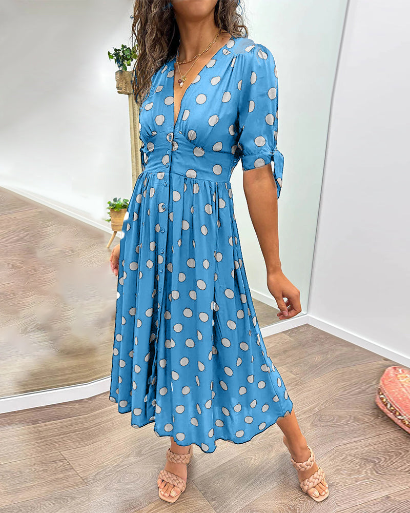 Robe à décolleté V profond et à pois