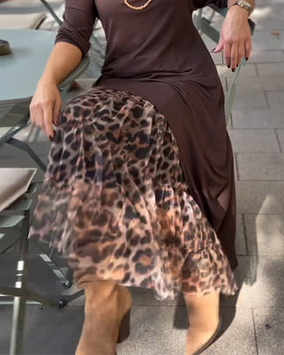Jupe Casual Imprimé Léopard Polyvalent