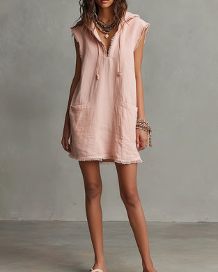 Robe Sans Manches À Capuche Courte