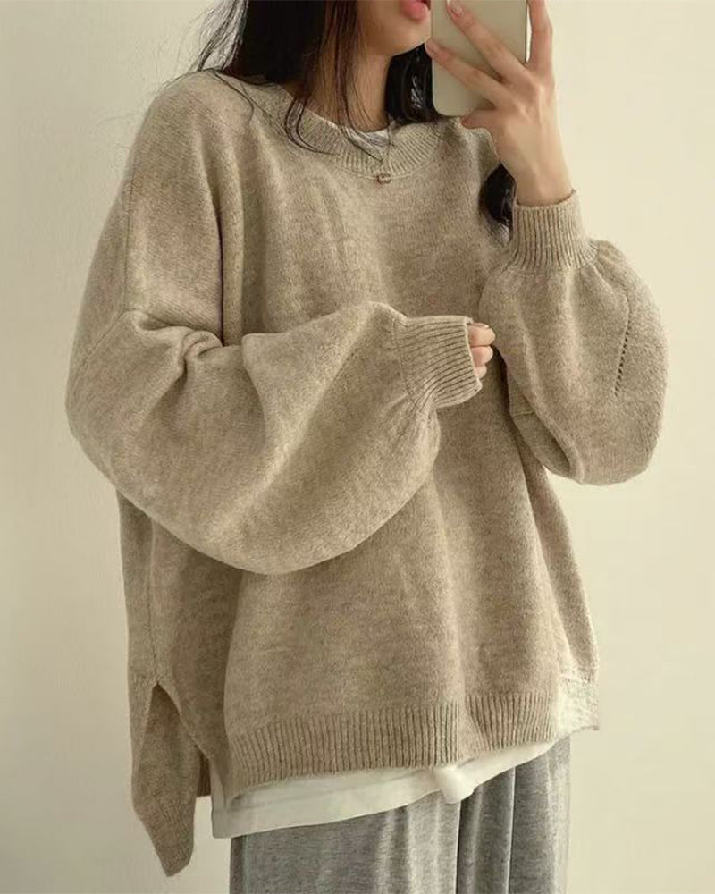 Pull Col Rond Côté Fente