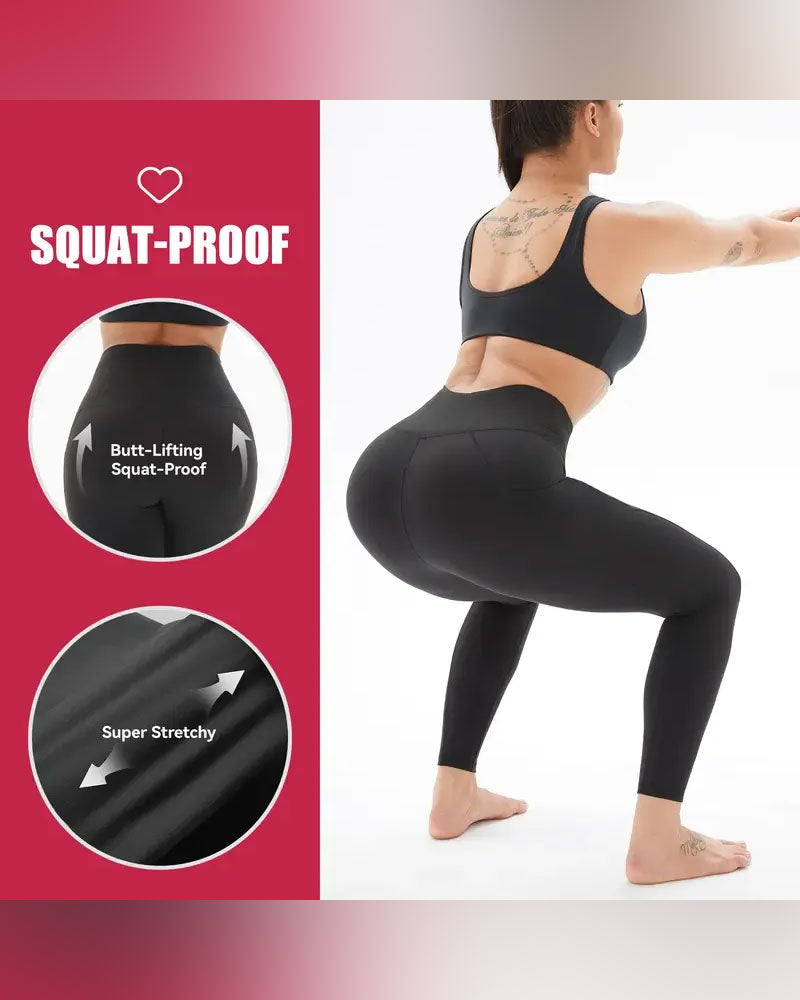 Femme Taille Haute Doublé Polaire Leggings Avec Poches