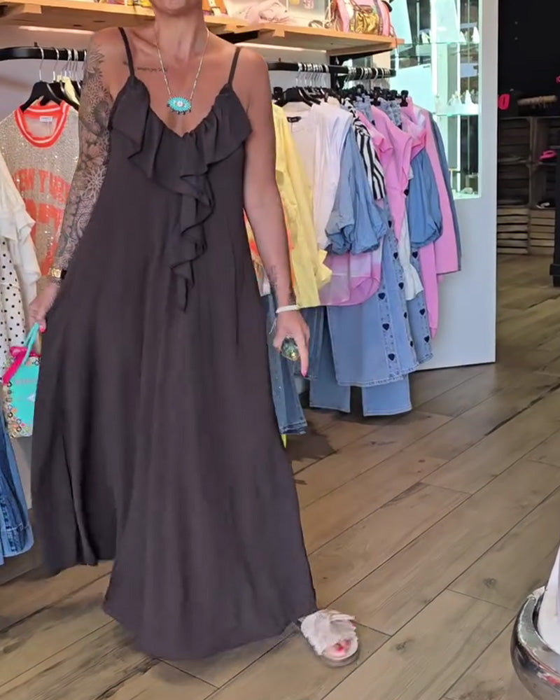 Robes Bretelle Spaghetti Volant A-Ligne
