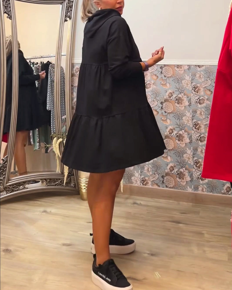 Robe à capuche décontractée de couleur unie