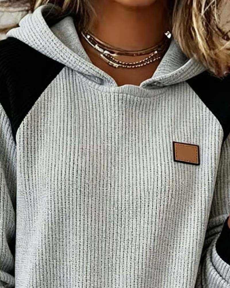 Sweat À Capuche Bloc De Couleur Décontracté Femme