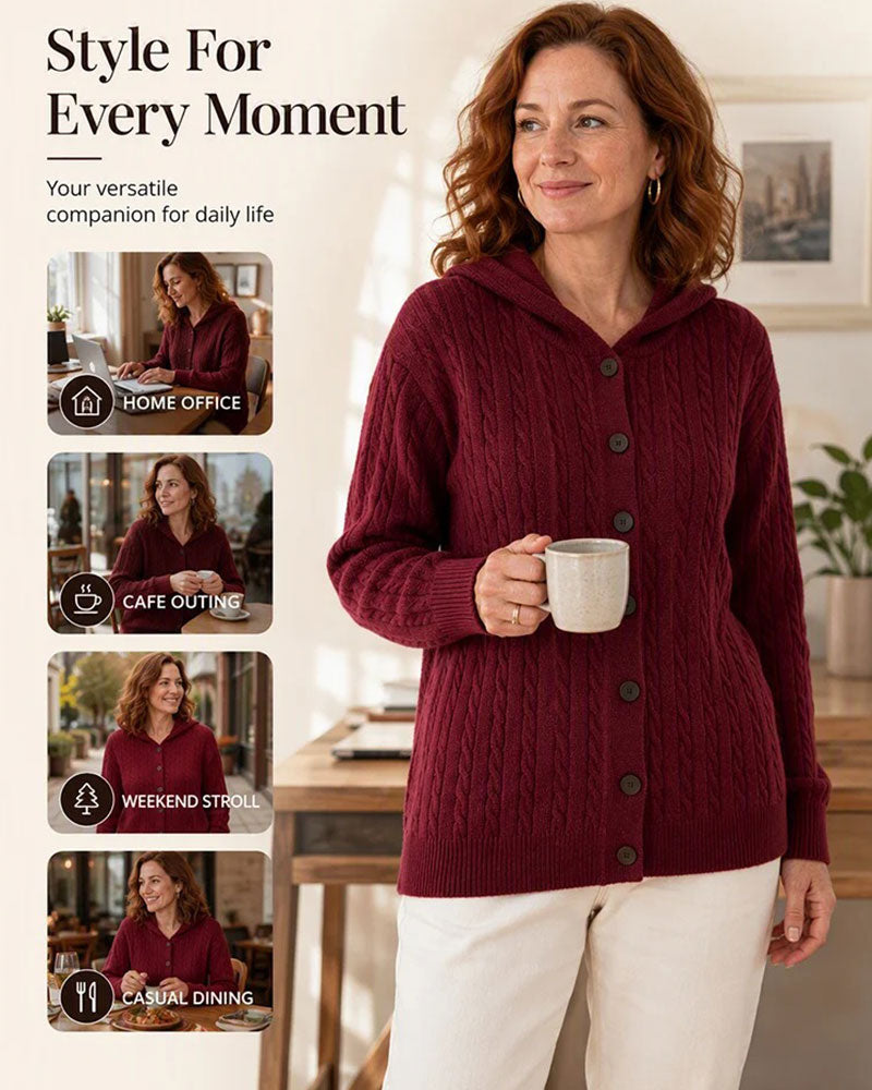Cardigan Capuche Ouvert Devant Tricoté