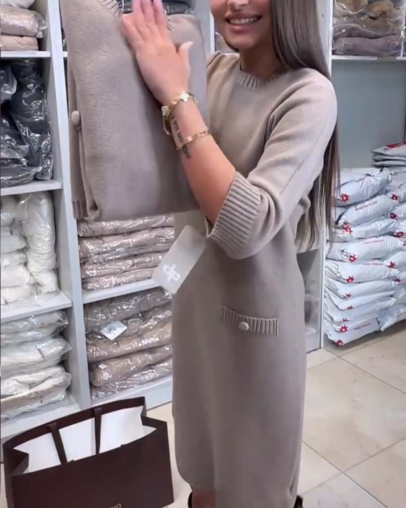 Pull Robe Col Rond Manche Coude