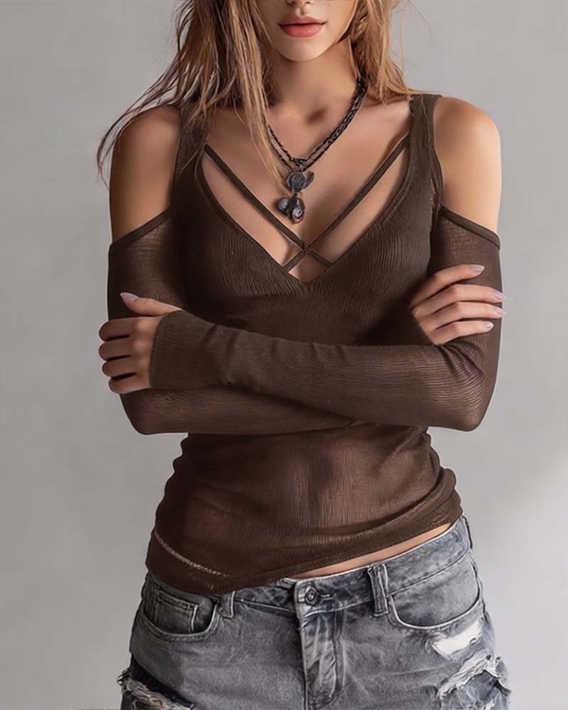 Chemisier Croisé Col V Off-Shoulder