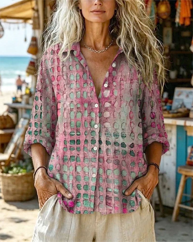 Chemise Dégradé Pois Col Manches Longues