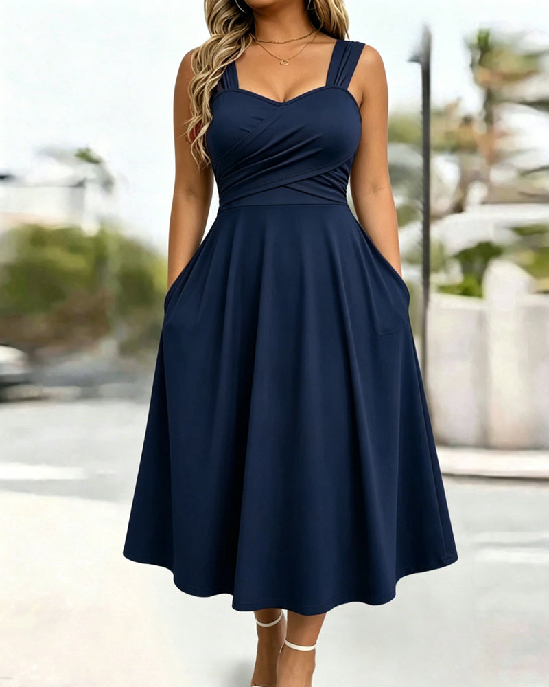Robe Froncée Bandeau Taille Haute