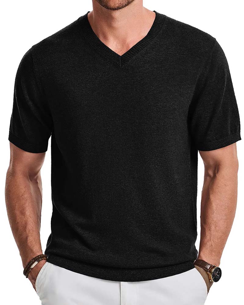 Pull Mini Col V Décontracté Unie