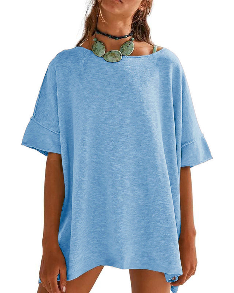 T-Shirt Uni Patchwork Demi-Manche