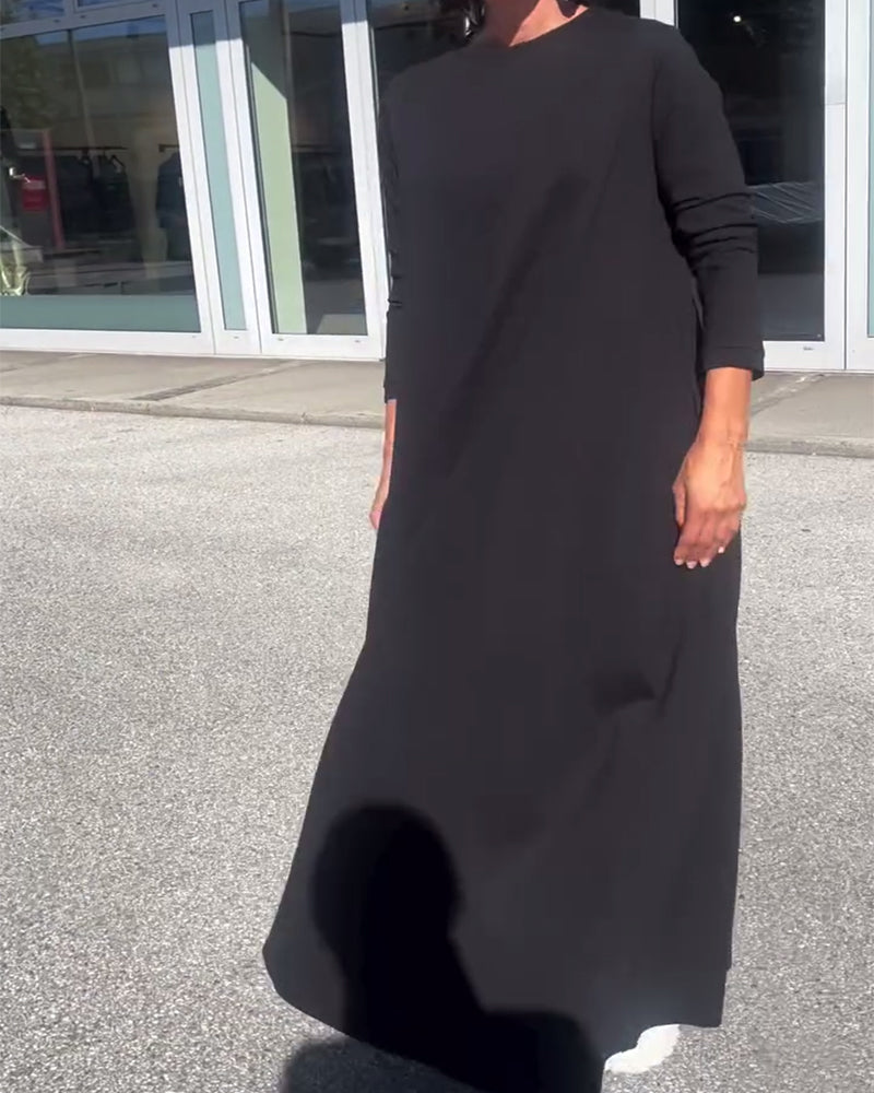 Robe Loose Manches Longues Col Rond
