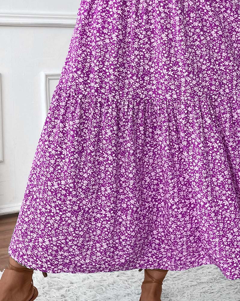 Jupe Superposée Petit Imprimé Fleur Ligne A Longue