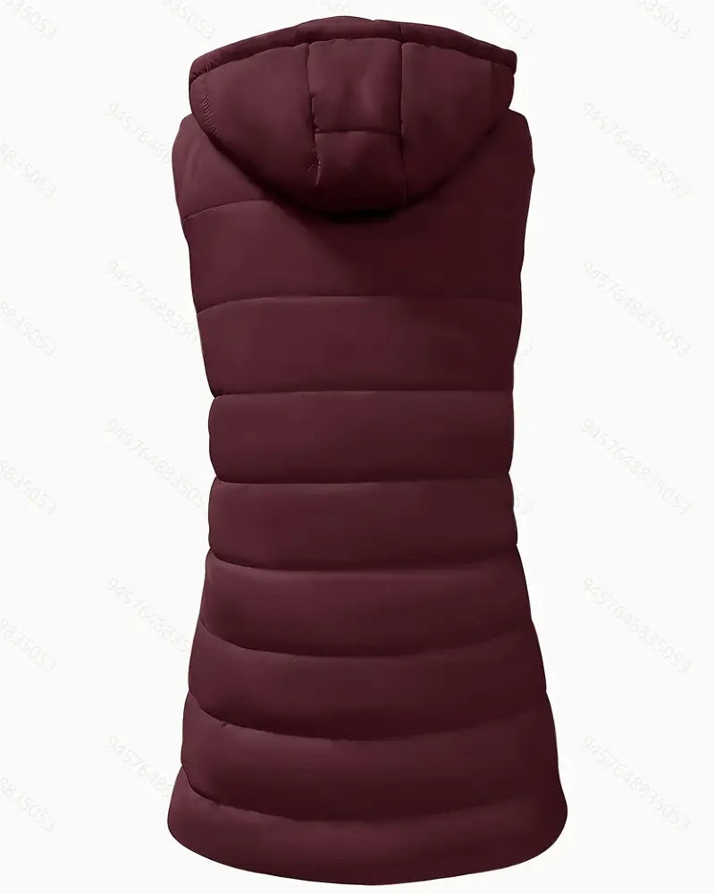 Gilet Manteau À Capuche Mi-Long
