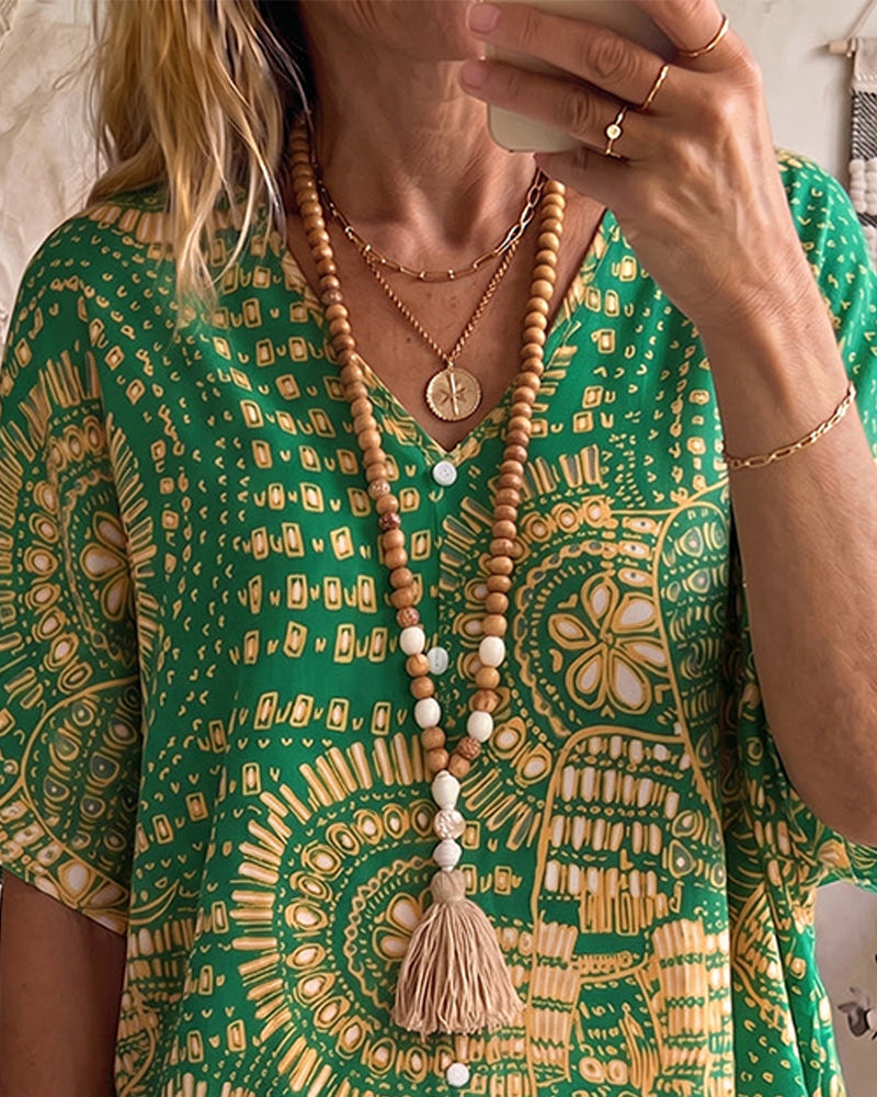 Blouse Ethnique Imprimé Col V