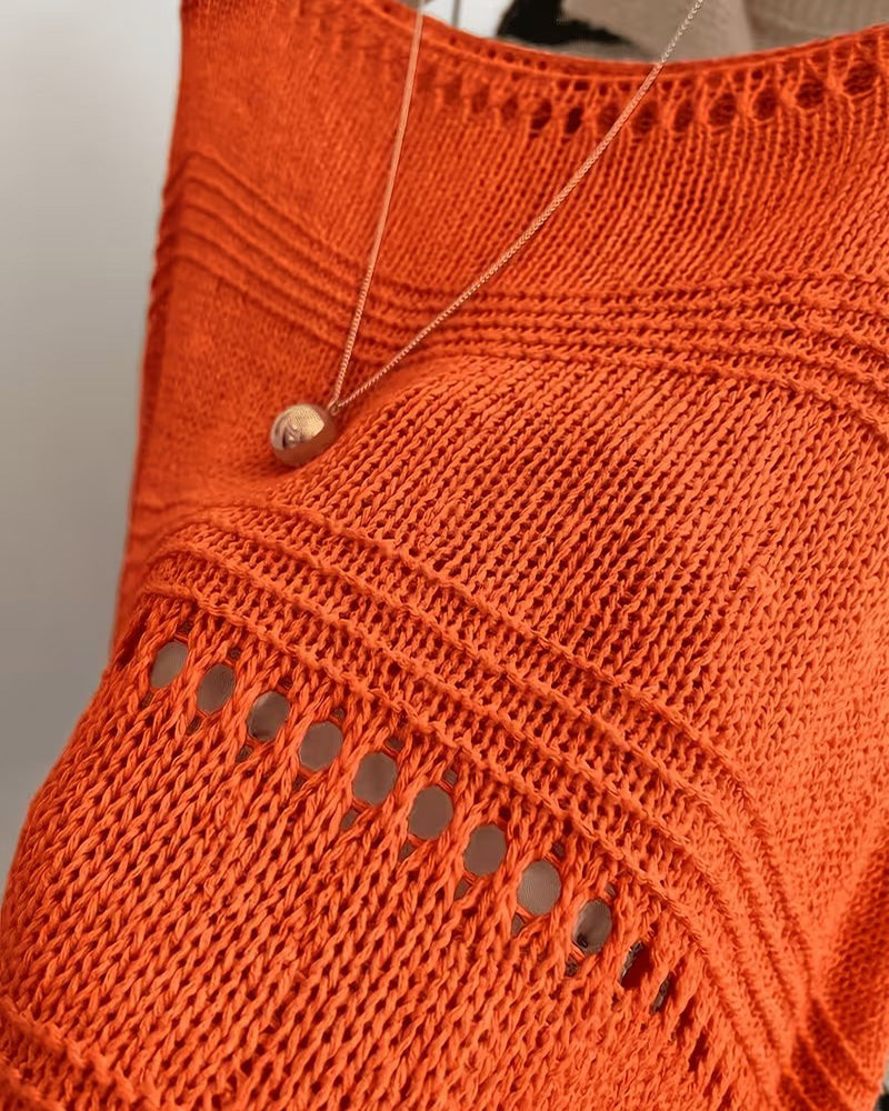 Pullover Une Épaule Évidé Tricoté