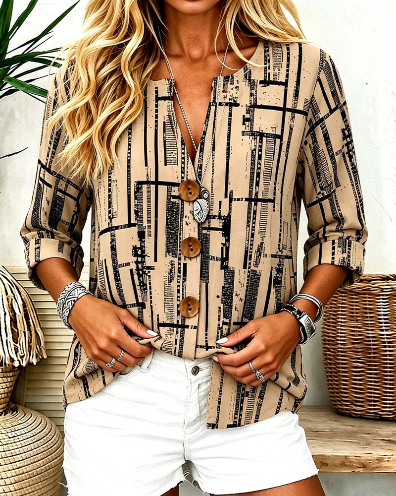 Blouse Col V Boutonnage Rayé