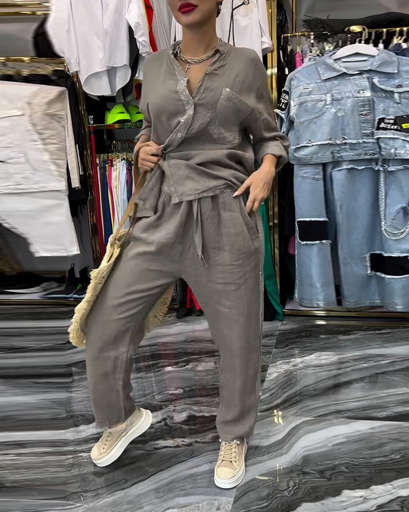 Costume Col Montant Poche Décontracté