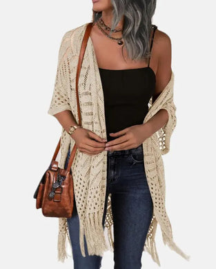 Cardigans Découpe Frange Tricot