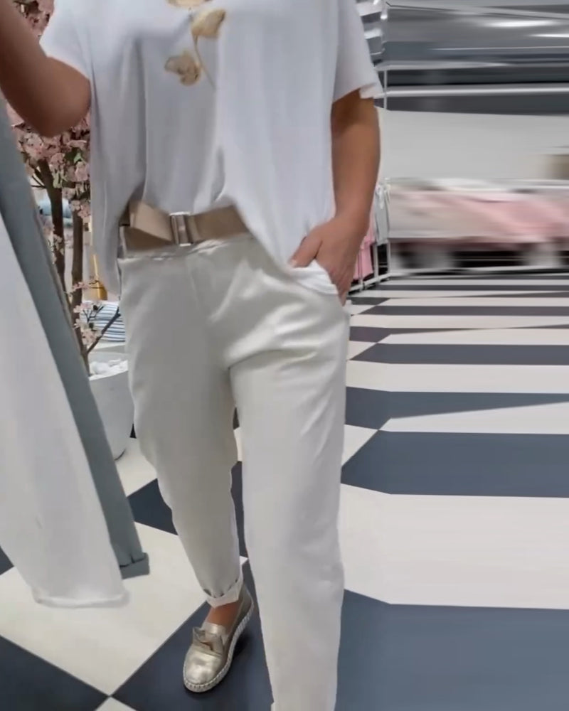 Pantalon uni et décontracté