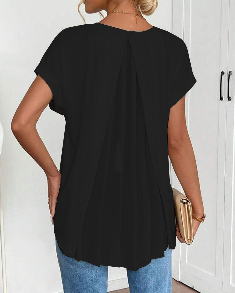 T-Shirt À Manches Courtes Uni Patchwork