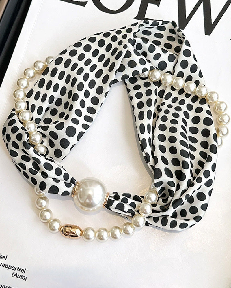 Collier Long Orné De Perles Soie