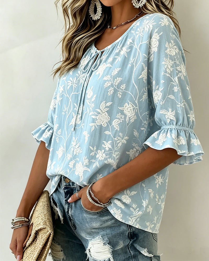 Blouse Attache Volant Imprimé
