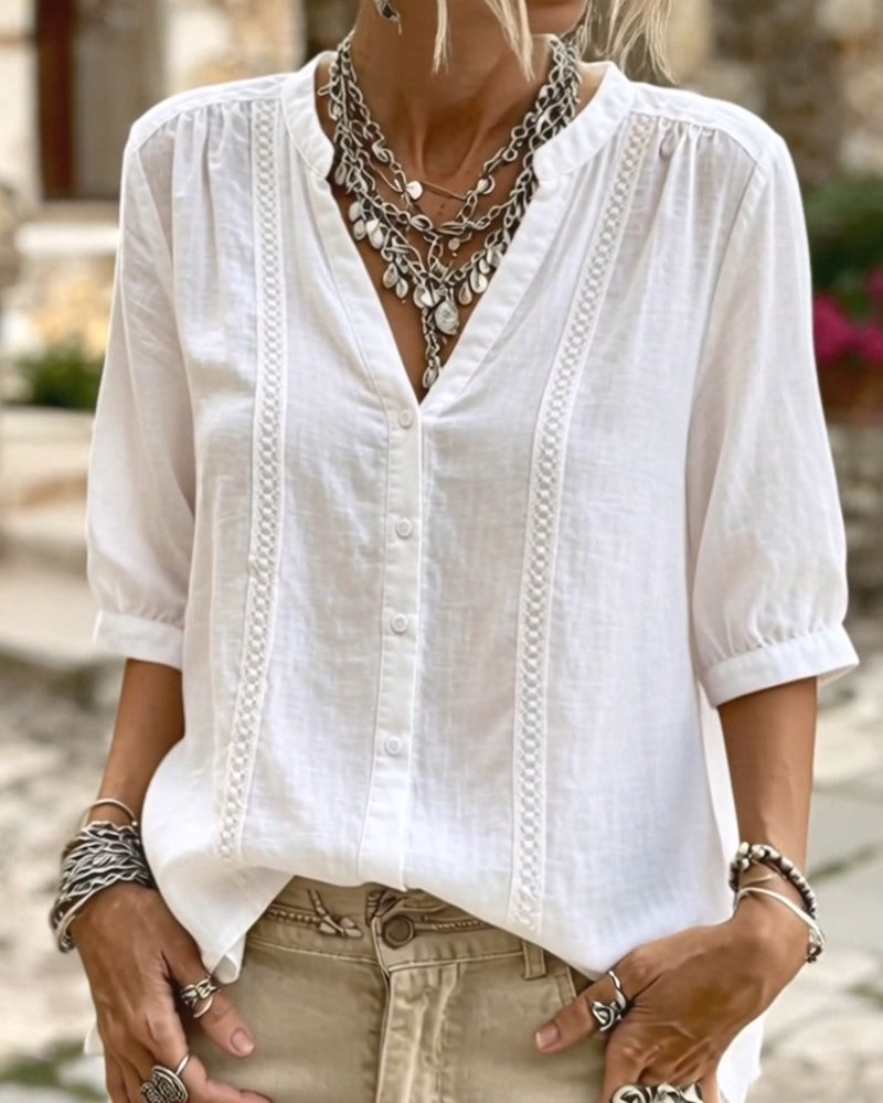 Blouse Uni Manches Mi-longues