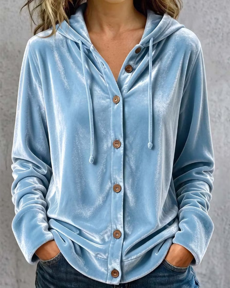 Manteau Cordon Bouton Capuche