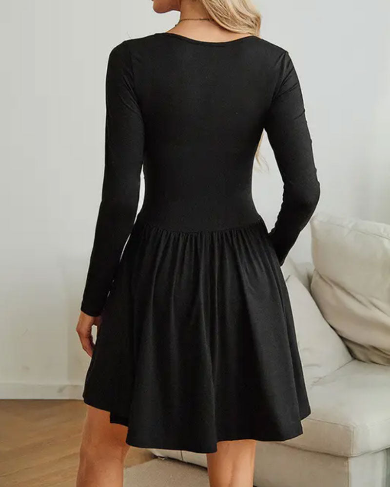 Robe Col Carré Dentelle Taille Ligne A