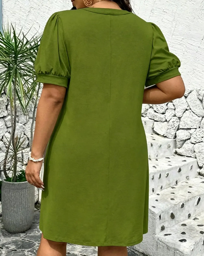 Robe Manche Ballon Ligne A Décontracté