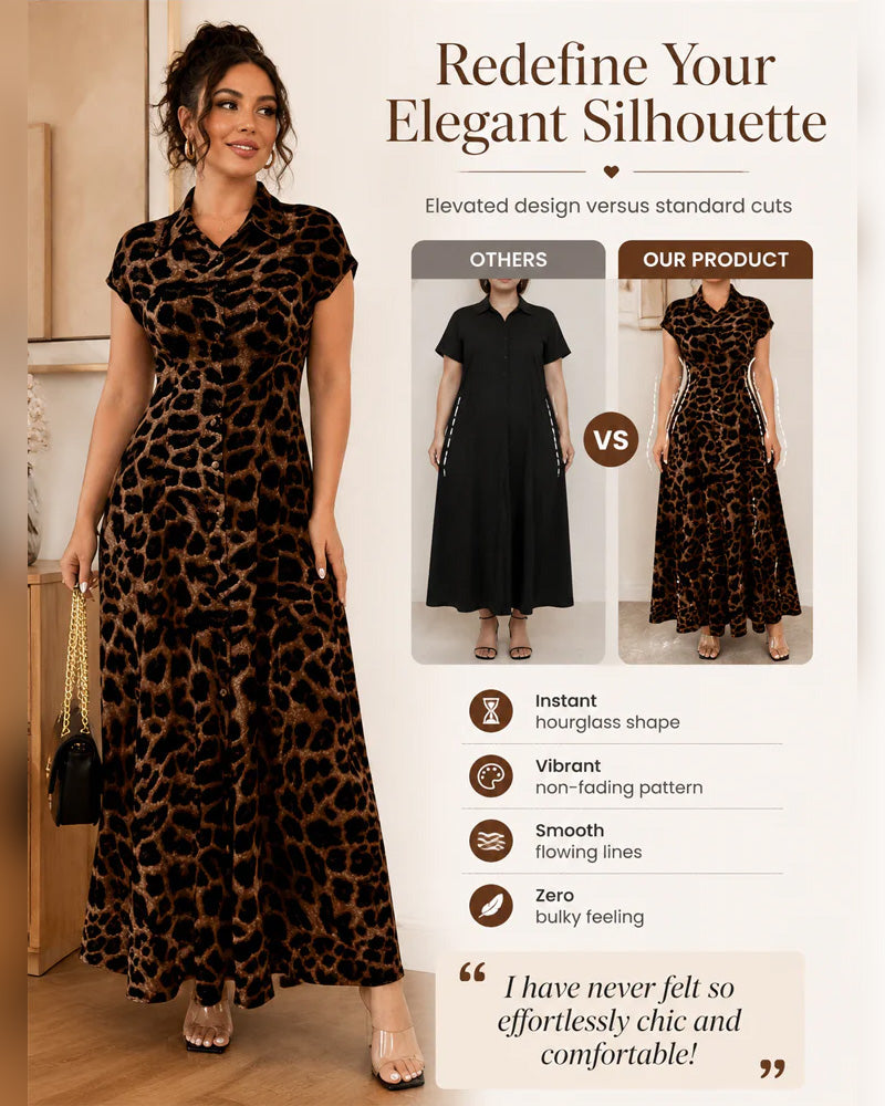 Robe Décontractée Imprimé Léopard Maxi