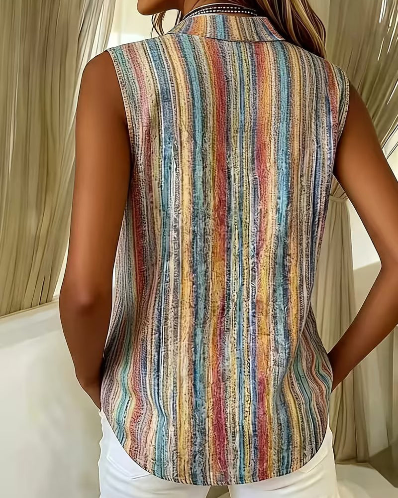 Chemise Sans Manches Rayée Colorée