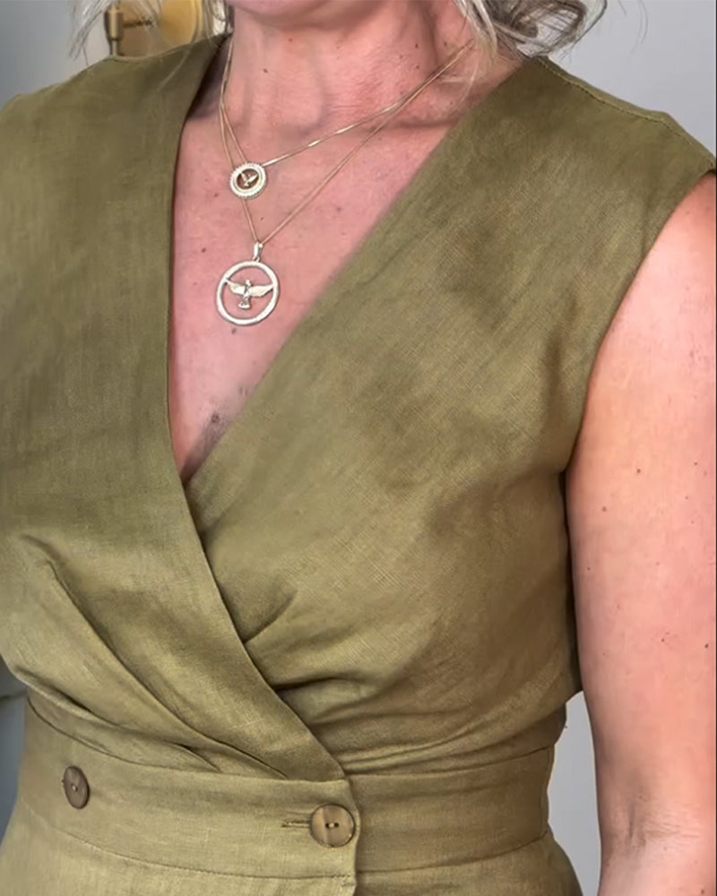 Robe Décontractée Sans Manches Col En V
