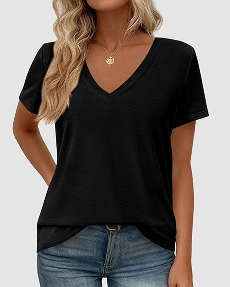T-Shirt Pullover Col V Uni