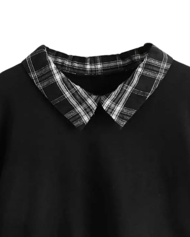 Sweat À Carreaux Col Faux Deux-Pièces
