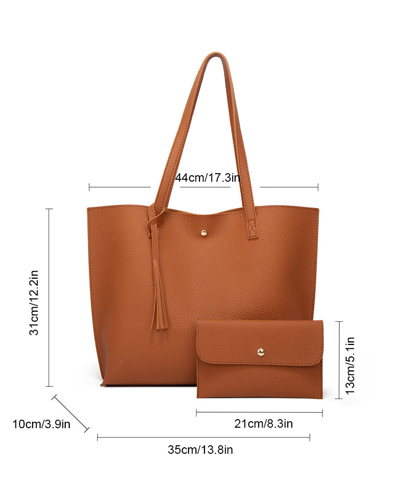 Capacité avec sac à bandoulière à pampilles de couleur unie avec grand