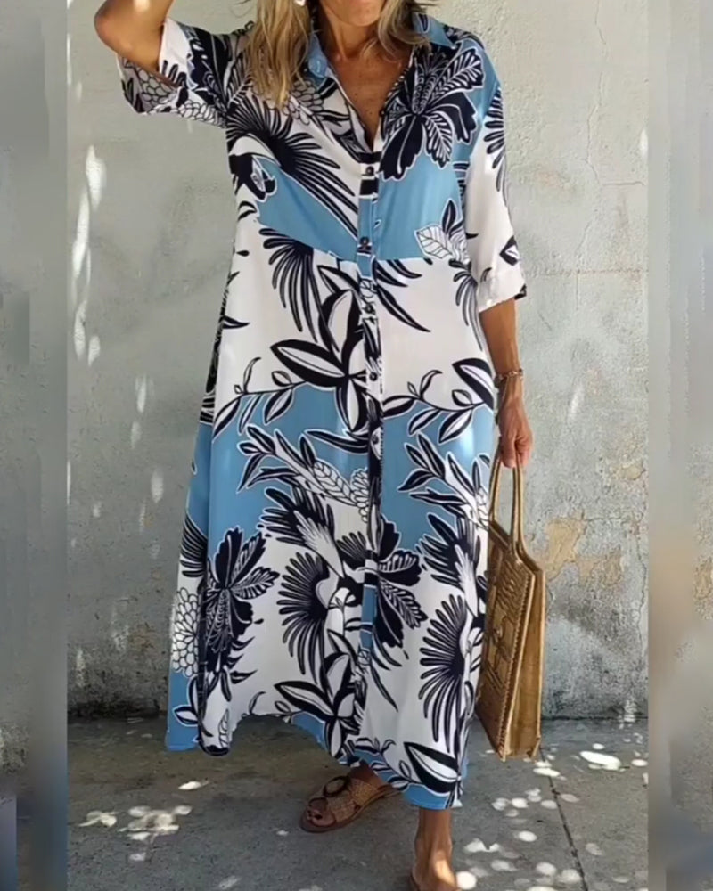 Robe chemise décontractée à imprimé floral