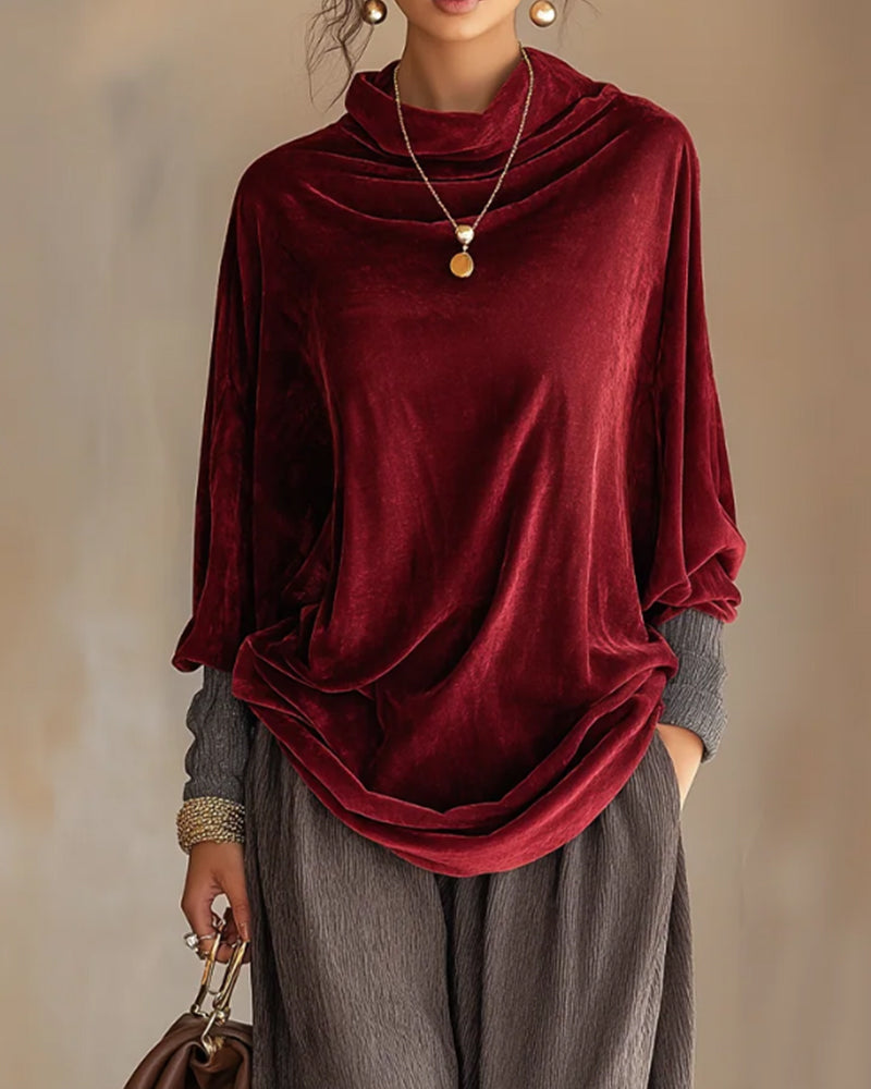 Blouse Col Drapé Décontractée