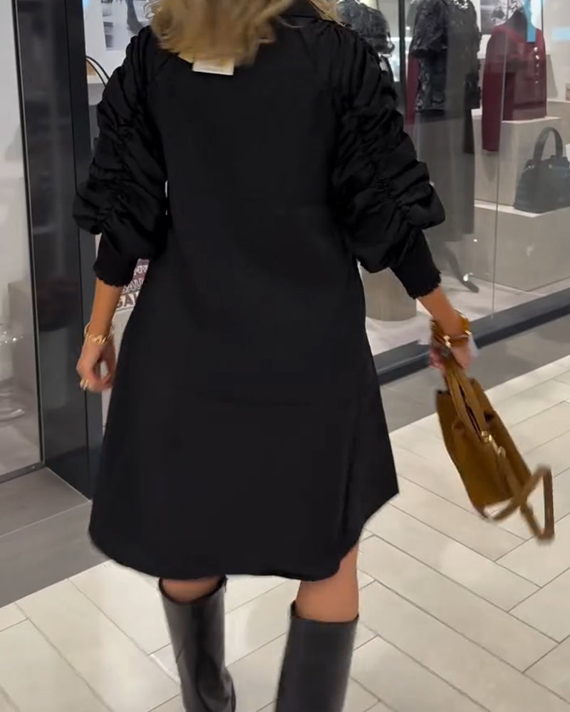 Robe Mode À Col Chemise Unie