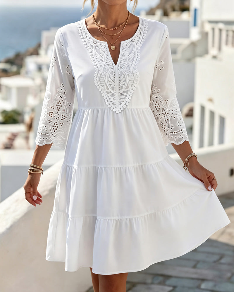 Robes Découpe À Volants Midi A-Ligne