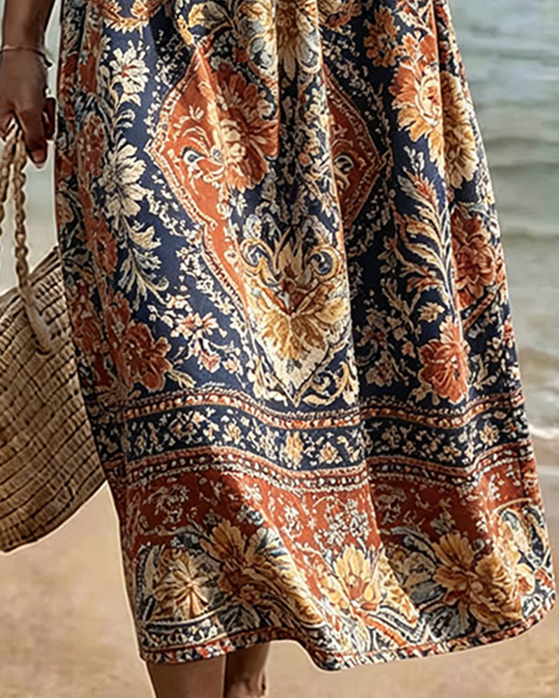 Robe Col Rond Bohème