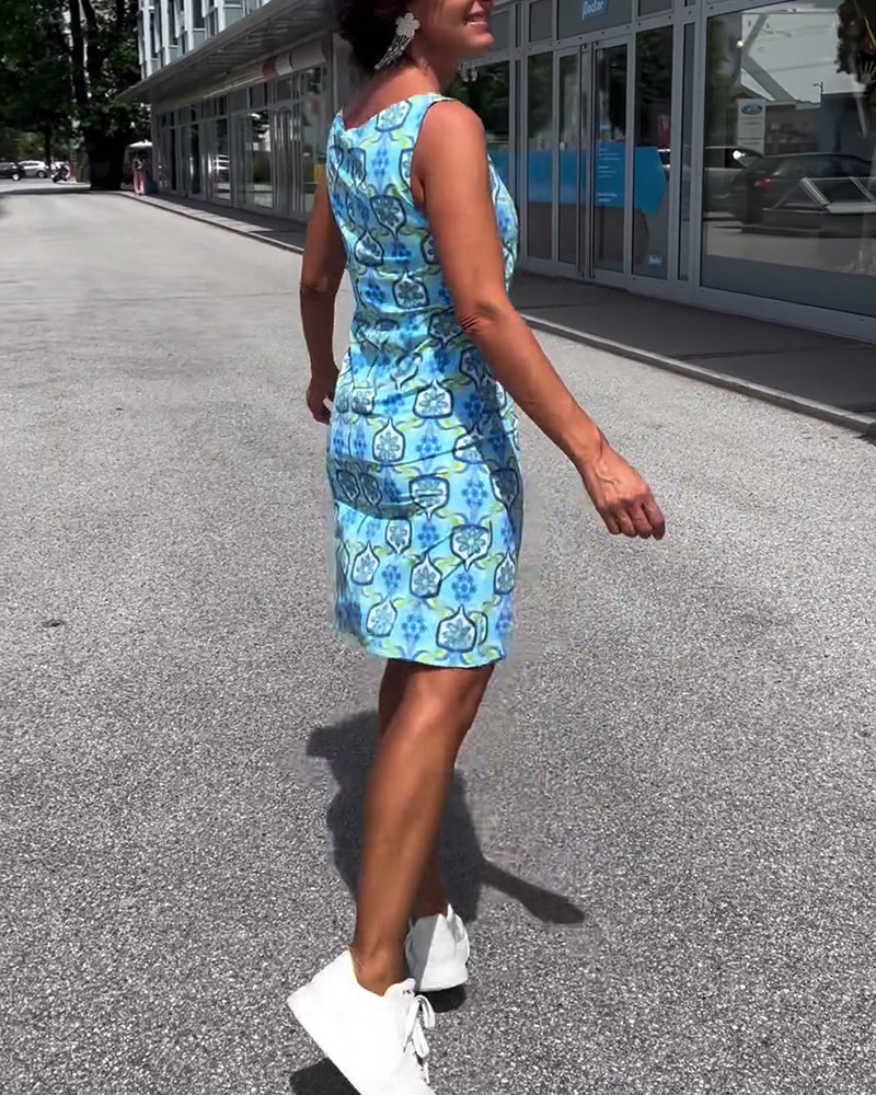 Robe slim imprimée sans manches