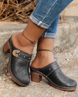 Sandales Bout Fermé Talon Bloc Enfilage