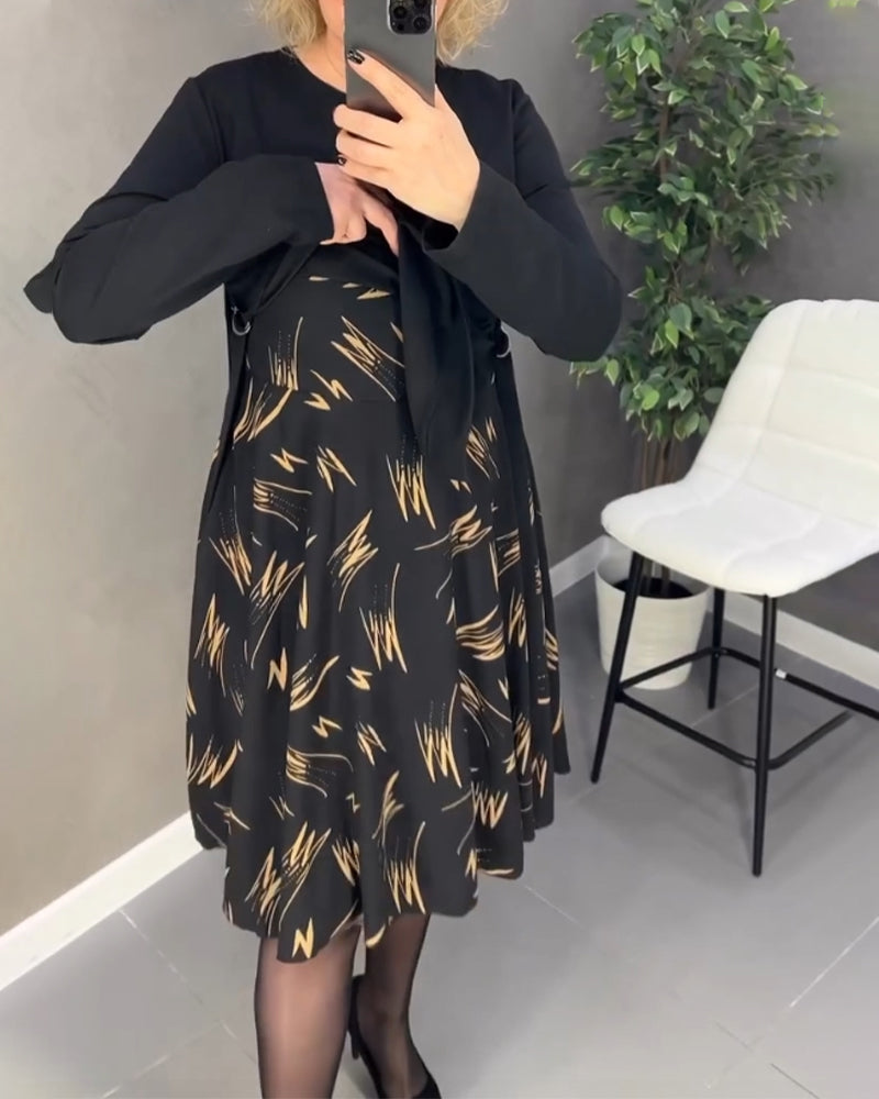 Robe décontractée à imprimé ample avec col rond