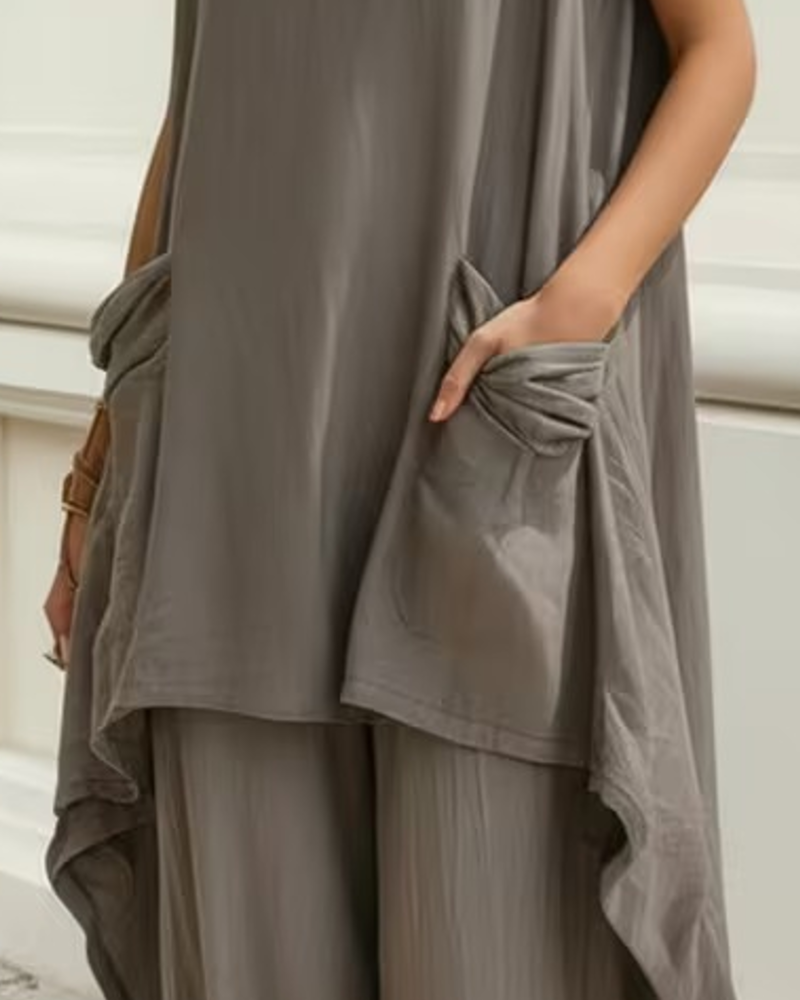Ensemble Asymétrique Grande Poche Sans Manches