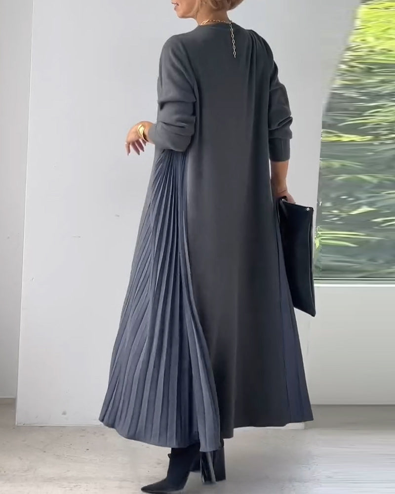 Robe pull plissée élégante à manches longues