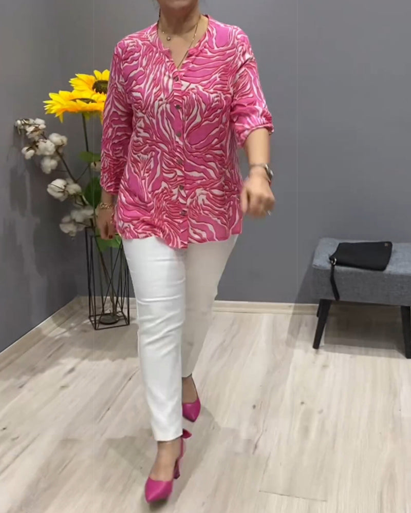 Chemise imprimée à manches longues avec boutons