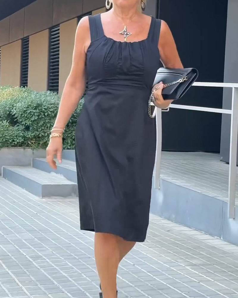 Robe Col Carré Uni